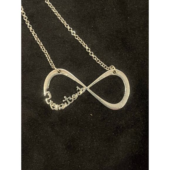 One Direction Silver Plated Plane & Infinity Pendant Adjustable Necklace - Picture 3 of 4